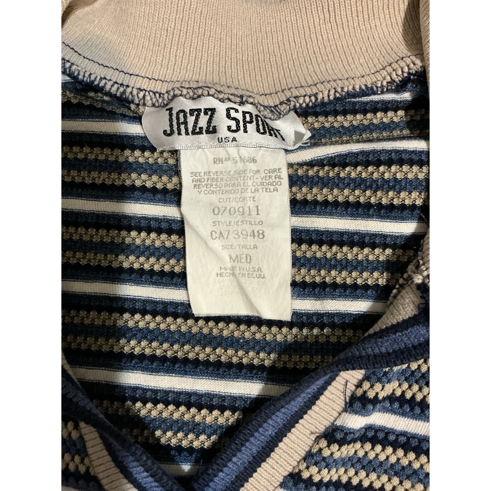 Jazz Sport California Womens M Textured Short Sleeve Top Strips 90s VTG - Picture 7 of 7